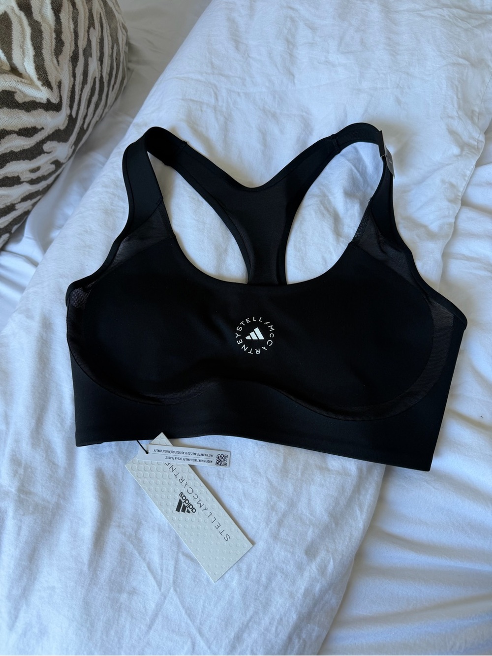 Adidas by Stella McCartney Black Racerback Sports Bra with Logo